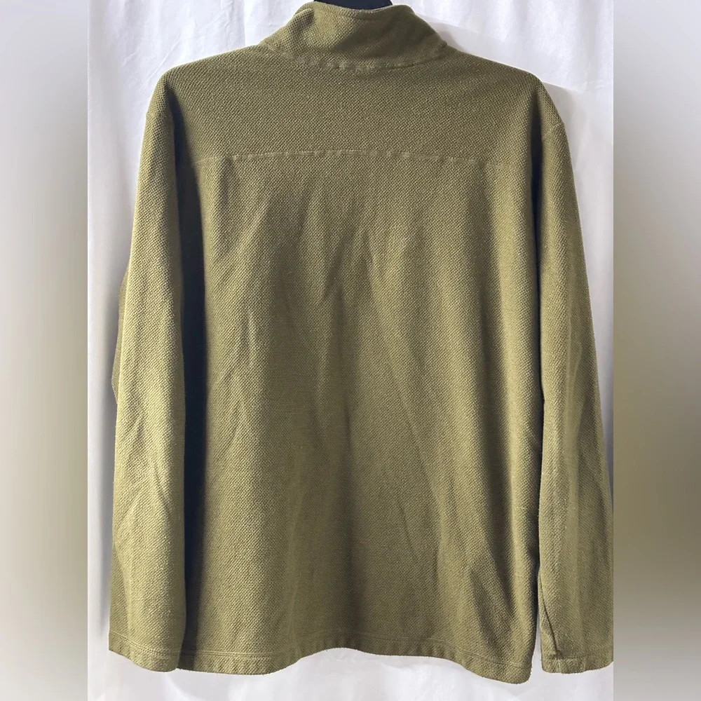 The North Face Mens XXL Olive Green Textured Quarter Zip Fleece Pullover Jacket